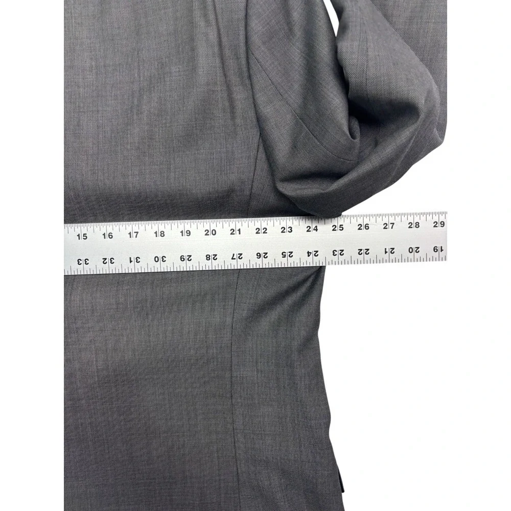 Calvin Klein 48XL 48L 40x34 Gray 2pc Pant Suit 100% Wool Slim Fit Flat Front